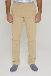 OFFICER – Stretch cotton chino pants, straight cut – Men – Beige